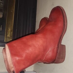 GUIDI EUC DARK CRIMSON REAL LEATHER Mid Calf ARTISINAL BOOTS